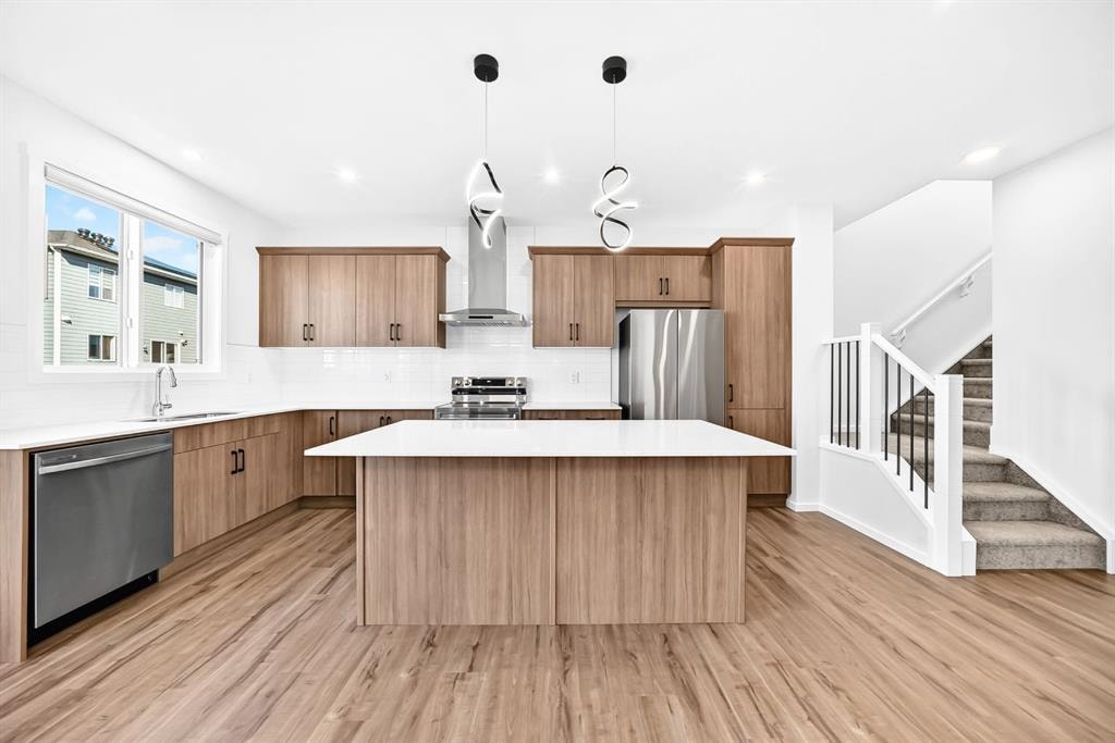 Kitchen with stainless steel appliances